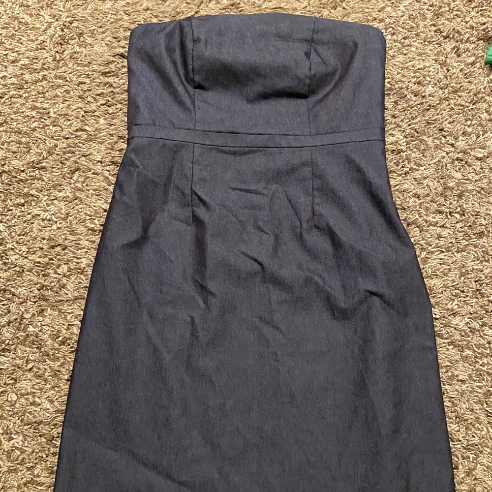 Dark denim strapless dress